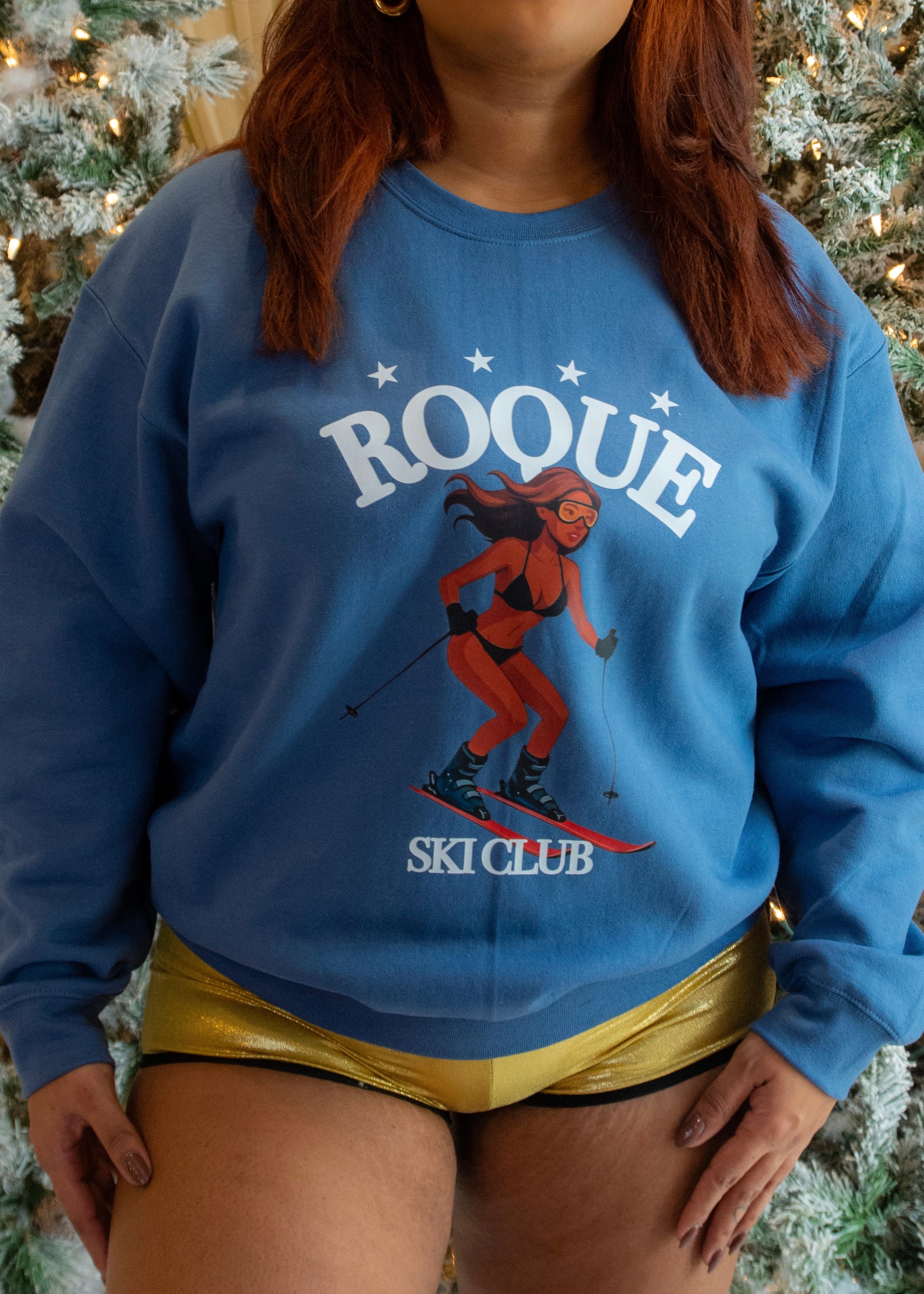 Roque Ski Club Graphic Sweatshirt in Slate Blue