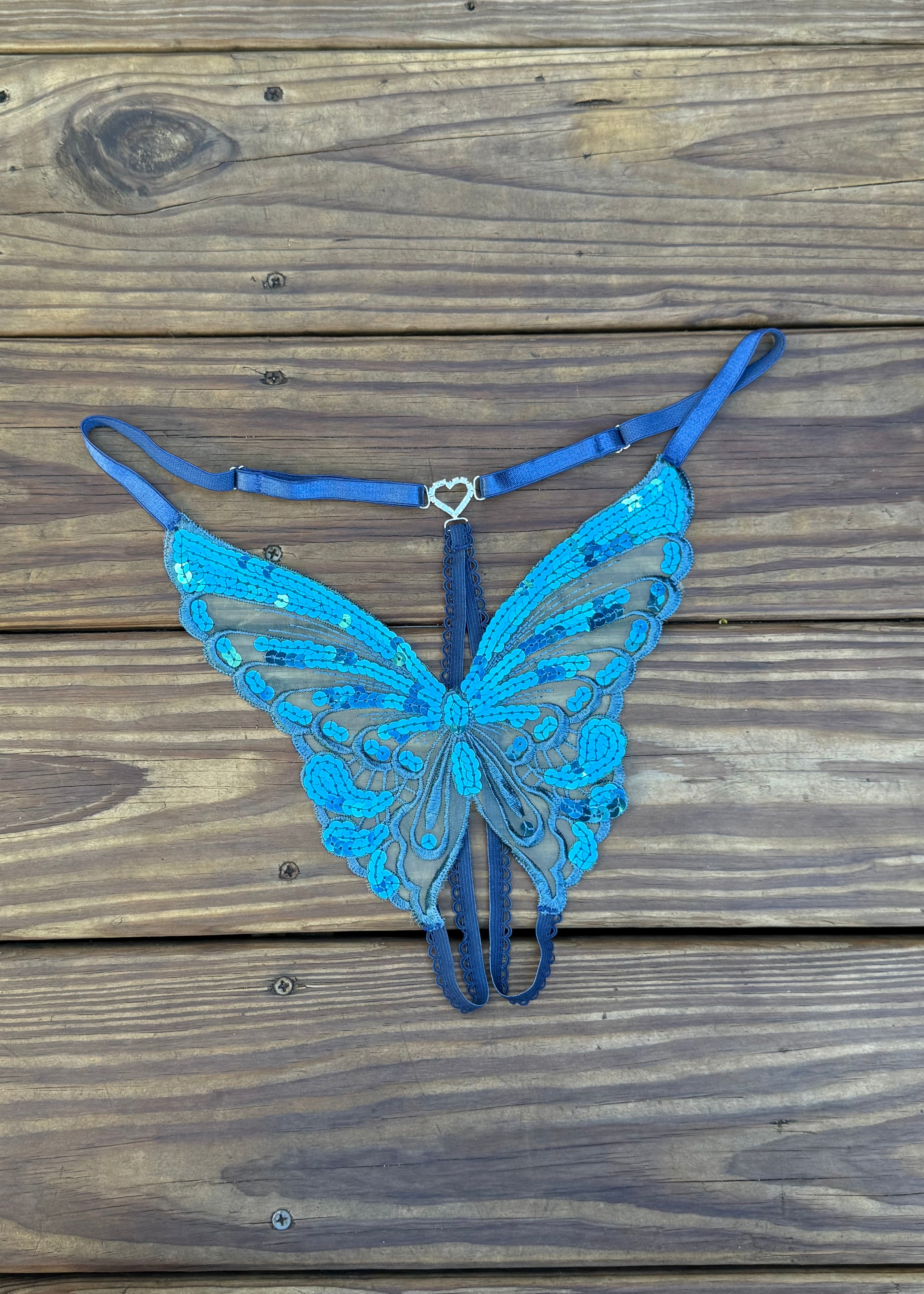 Crotchless Butterfly Panty in Navy