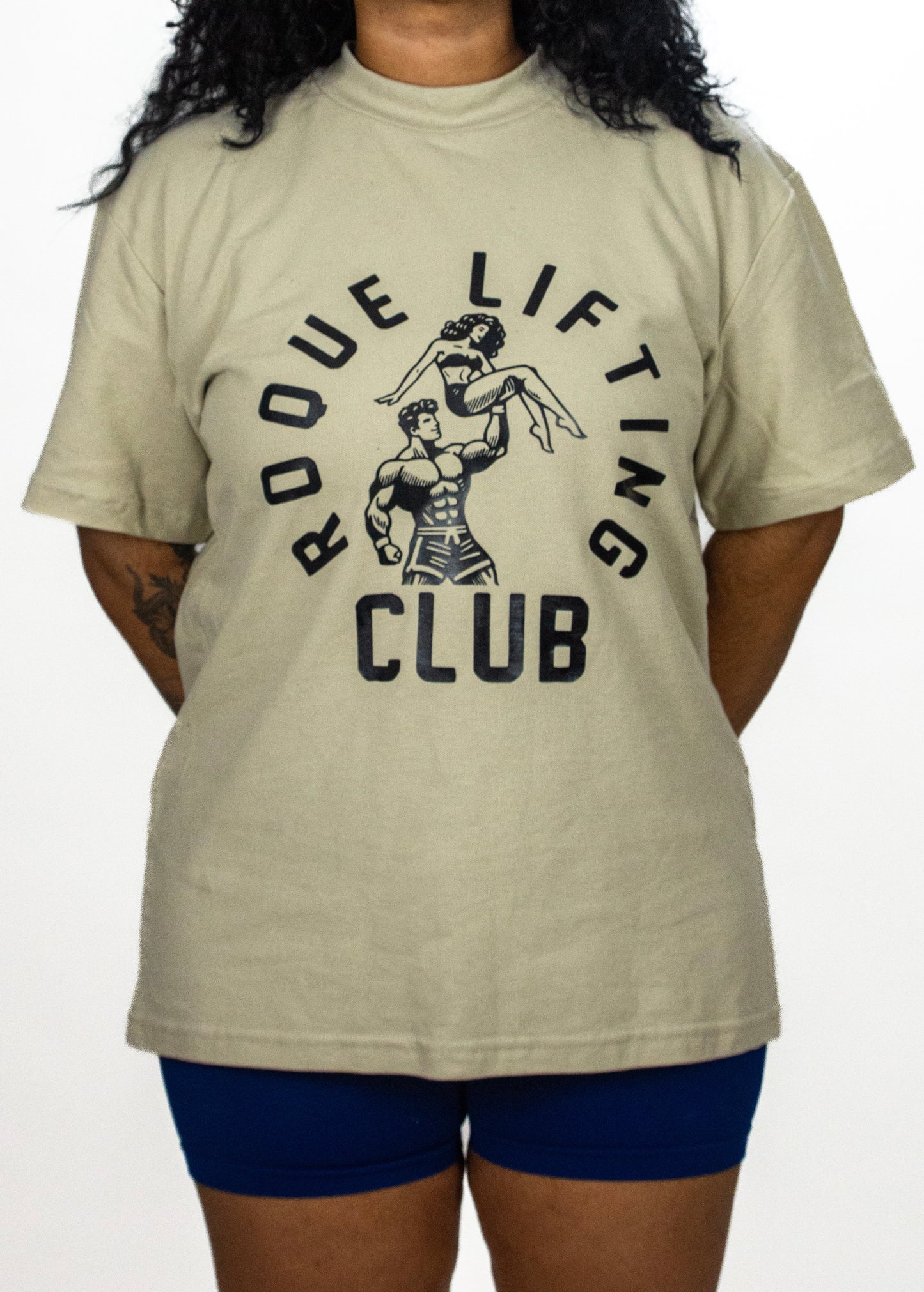 Roque Lifting Club Graphic Tee in Sand