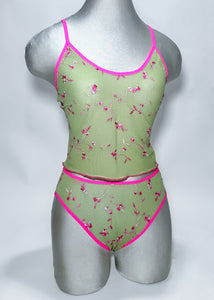 Green Floral Mesh Set: 1 of 1 (M)