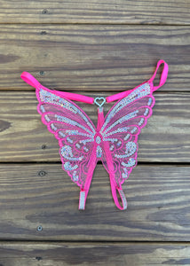 Crotchless Butterfly Panty in Pink