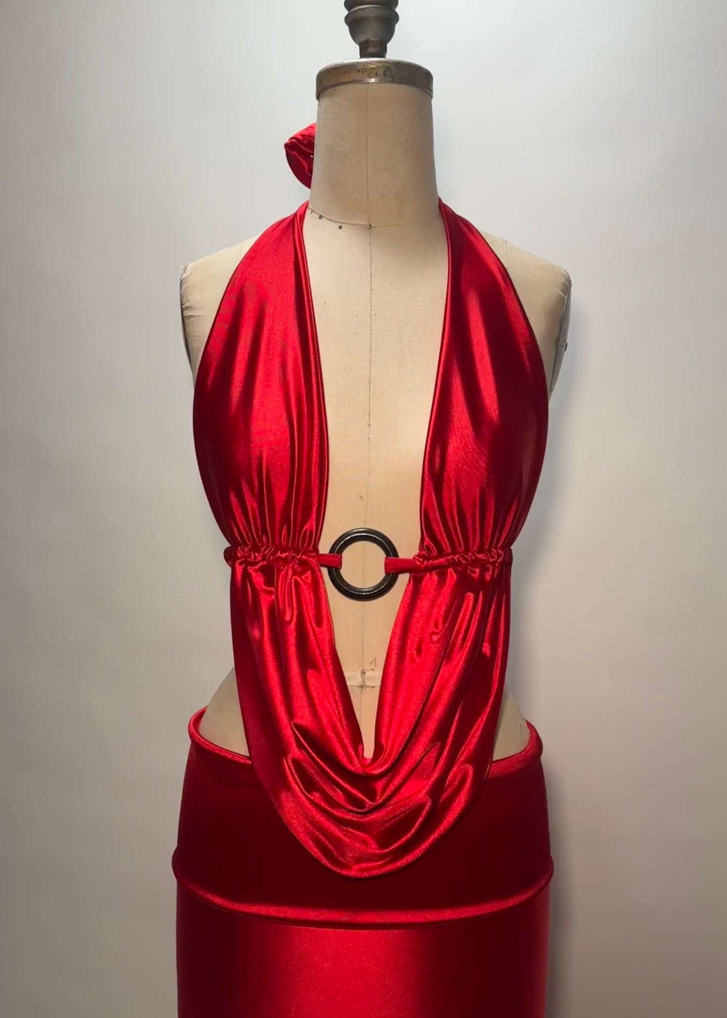 Catalina Top Red Satin: 1 of 1 (S/M)